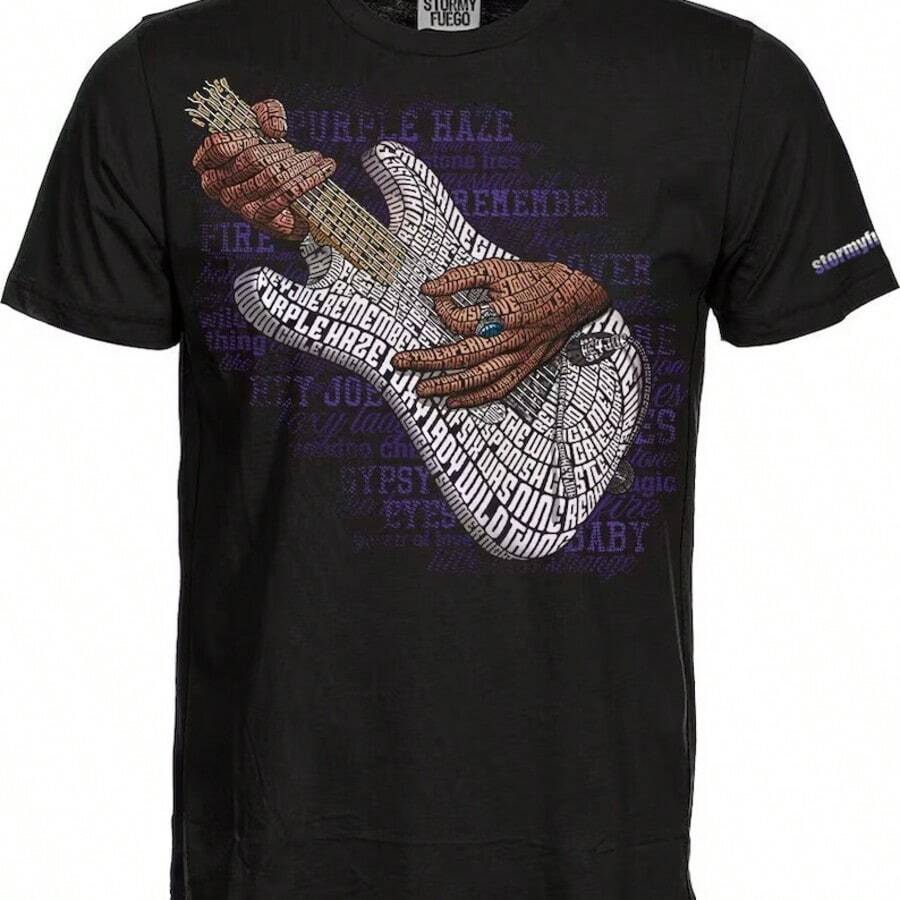 White Stratocaster Electric Guitar On Short-Sleeve Unisex T-Shirt - 黑色 - 查看 1
