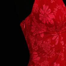ICON Deep V-Neck Bowknot Strap Jacquard Palace Style Romantic Satin Dress White Dresses For Women - Rojo - Ver 9