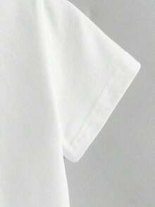 1 pieza de camiseta de manga corta con cuello redondo, diseño minimalista con estampado de frutas tropicales, estilo casual para el día a día, nueva llegada de verano, top versátil y a la moda para mujer, 180g, 100% algodón. - Blanco - Ver 7