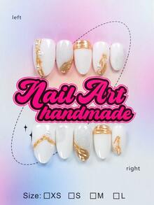 10pcs/Set, 100% Handmade, Each Piece Has Unique Handmade Touch, Slight Variation = Unique Handcraft Almond-Shaped Pure Nail Stickers, Elegant & Pure Style, Sweet Girl Manicure, Almond Shape Design, Whitening Pressed Nail Stickers, Reusable Acrylic Handmade Nail Stickers, Comes With 1 Mini Nail File And 1 Self-Adhesive Label - Multicolor - View 10