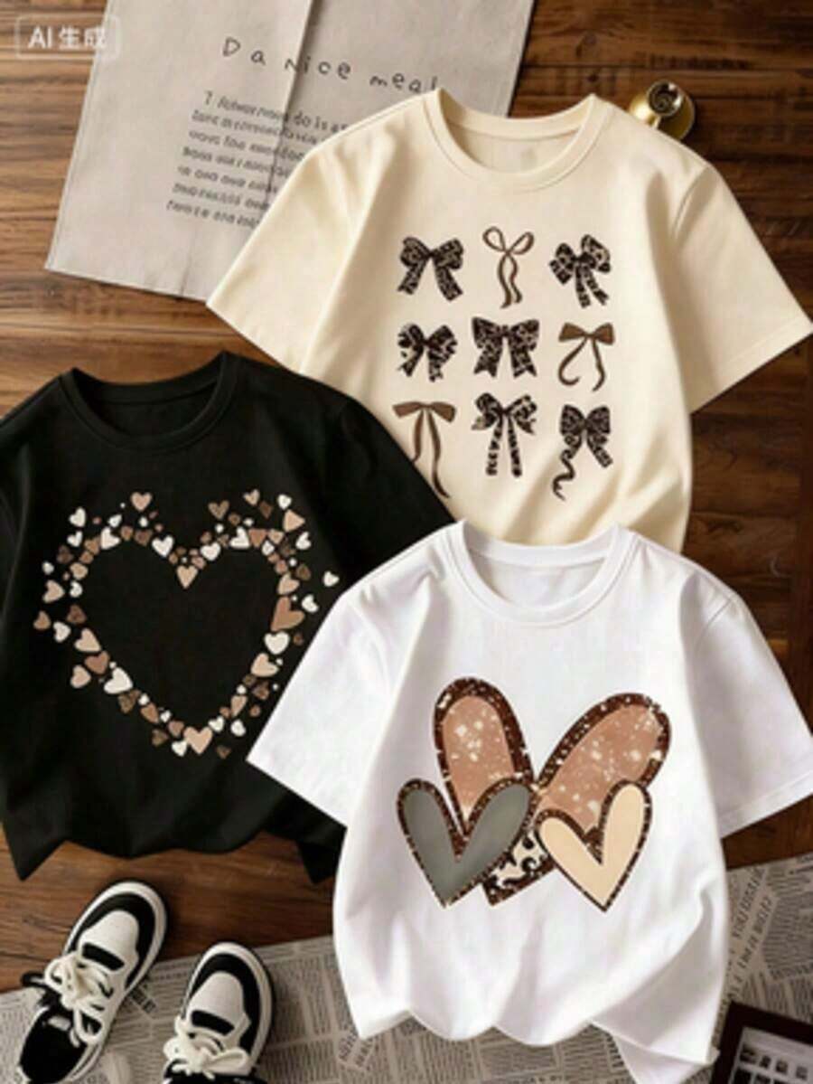 Prenda individual, no un conjunto de 3 piezas, 1 piezas/set de camisetas de manga suitable for streetwear, Top oversized cuello redondo daily outings, camping, concerts, hip-hop, rock, and rap events camisetas de manga corta para mujer estilo retro americano, diseño con estampados de nombres de ciudades, suaves al tacto cómodas y versátiles, elige 1 de 3 modelosAdecuado para la Semana Santa y la PascuaAdecuado para la Semana Santa y la Pascua - Negro - Ver 1