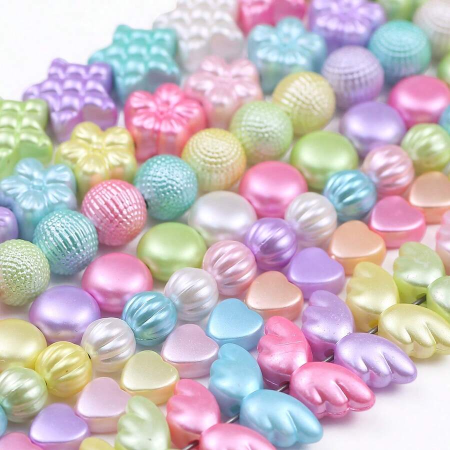 20-200pcs ABS Faux Pearl Mixed Color Pearl, Plum Blossom, Pumpkin, Pentagram, Heart Shaped Beads For DIY Handmade Bracelet Accessories