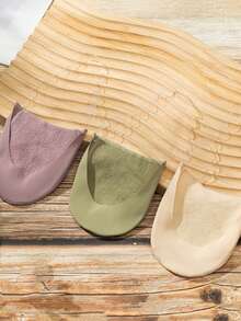 chuanwa（2） 1/5/10 Pairs Summer Women's Ultra-Thin High Elasticity Non-Slip Transparent Ice Silk Boat Socks - Multicolor - View 8