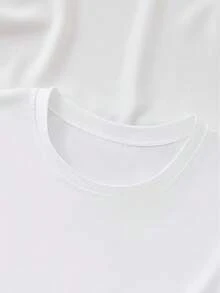 Camiseta Gráfica de Poliéster para Mujer, Cuello Redondo Casual, Tejido de Punto, Largo Regular, con Diseño de Ojos, para Primavera/Verano Y2k - Blanco - Ver 3