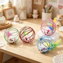 4pcs/Set Colorful Feather Plush Mouse Cat Toys, Realistic Mouse Toys For Self-Entertainment, Random Color - Multicolor - View 3