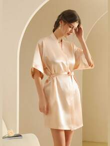 1pc Women's Imitation Silk Cardigan, Sleepwear/Bathrobe/Robe, Women's Robe, Bridesmaid/Bride Robe, Sexy Nightgown. Suitable For Wedding Reception, Wedding Ceremony And Banquet Matching. Spring And Summer Women's Pajamas, Nightgowns, Robes, For Girlfriend Gathering, Home Leisure Robes, Bride's Wedding Dress Robes, Wedding Party Supplies, Outdoor Weddings, Holiday Party Accessories, Bathroom And Home Wear. - Multicolor - View 35
