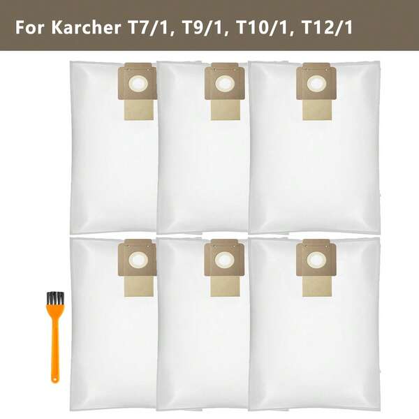 Dust Bags For Karcher T7/1,T9/1,T10/1,T12/1 Series Vacuum Cleaner,6.904-335 Filter Bags,Extra Large Capacity,Strong Filtration,Tear-Resistant Material,Vacuum Cleaner Bags,With Small Brush