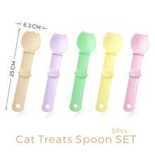 5 Peças/Conjunto Espátula Apertadora de Ração Multicolorida para Gatos, Colher de Alimentação para Animais de Estimação, Distribuidor de Pasta para Gatos, Ferramenta de Alimentação de Petisco para Filhotes, Suprimentos para Gatos - Pequena capacidade - Visão 8