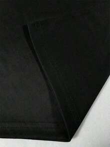 Camiseta bicolor en blanco y negro con estampado de lazo simple - Casual y versátil - Negro - Ver 3