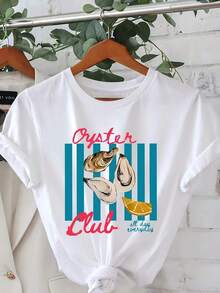 1 pieza de camiseta Schlafi Schlafi con estampado gráfico alemán, de manga corta y cuello redondo, estilo casual para verano y primavera, ropa de mujer, 180g 100% algodón. - Blanco - Ver 7