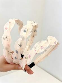 3pcs Soft Linen Woven Floral Plaid Headbands, Elegant Non-Slip Hair Hoops, Suitable For Girls Daily And Spring Outfits - Multicolor - View 8