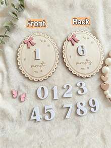 Wooden Double-Sided Milestone Sign Set, Interchangeable Milestone Cards Set, Double-Sided Baby Milestone Birth Announcement Board, Newborn 1-12 Months Photo Props, Numbered Month Growth Commemorative Photo Props, These Photo Prop Cards Are Perfect For Announcing Pregnancy Or Announcing The Arrival Of Your Baby, Newborn Welcome Sign - Multicolor - View 8