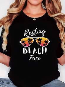 Camiseta unisex de manga corta,--CamisetaVacacionesInformalEstiloPlayaEn reposoPlayaCaraPatrónImprimir,MujeresNegroRedondoCuelloManga cortaCamisetaAdecuadoparaPrimaveraVeranoYOtoño,CómodoAjusteA la modaDiseño,EleganteYJugadores retrohombre, , , Dazymujer,romwehombres, bohochic,maestrasregalos,camisetaparaconjuntos de mujercon curvasparamu,y2k, - Negro - Ver 6