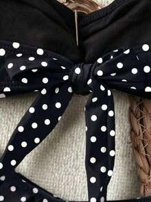 Nuevo conjunto de bikini negro sólido, sexy, elegante, casual, para playa, vacaciones y citas, sin tirantes, para primavera/verano - Blanco y Negro - Ver 4