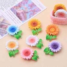 30pcs Colorful Sunflower Handmade DIY Hair Clips, Cream Resin Accessories, Elegant Decorative Pieces - Multicolor - View 5