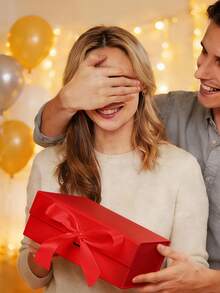 Red Gift Box With Ribbon, Suitable For Groom And Groomsmen, Magnetic Closure Design, Foldable Rectangular Luxury Gift Box, Ideal For Weddings, Christmas, Halloween, Birthdays And More - Red - View 7