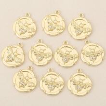 10个镀金/镀银吊坠,铜材质,向日葵/花生/天使/蜜蜂造型,镶嵌立方氧化锆,适用于DIY珠宝制作,如手链、项链、耳环等。 - DIY吊墜 - 查看 15