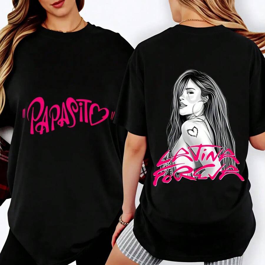 Camiseta casual de corte holgado 100% algodón con la impresión de "". La elección perfecta para los fans y entusiastas de la Coachella 2026. Adecuado para ropa casual de verano. - Negro - Ver 1