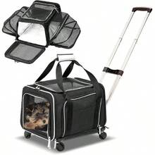 Trasportino Premium Espandibile per Animali Domestici con Ruote, Approvato dalle Compagnie Aeree - Trasportino Espandibile su Due Lati - Progettato per Cani e Gatti - Trasportino Extra Spazioso con Rivestimento Morbido! Grigio - nero - Visualizzare 10