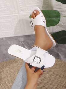 43 Size Flat Thong Sandals For Women, Square Toe, Casual, Outdoor, Beach, Summer, Multi-Color, Promotional Hot Selling Item, Suitable For Couples - White - View 6