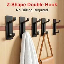 5pcs Multi-Function Adhesive Hooks, Perfect Solution For Organizing And Drying Bathroom, Kitchen, Closet Items Like Towels, Clothes, Hats And Wallets, No Drilling Required - View 7