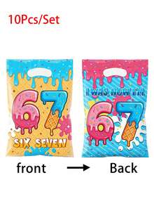 Gift For Her/Him 10Pcs Party Tote Bag Packs Brainrot 6*7 Theme Handbag Blue Pattern Handheld Bags Wedding Bridal Party Gift Bags Anniversary Party Decoration Party Favor Halloween - Multicolor - View 7