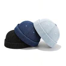 1 chiếc mũ lưỡi trai denim đã giặt, mũ vành mềm có thể điều chỉnh, mũ vành rộng phong cách đường phố cổ điển dành cho cả nam và nữ. - Nhiều màu - Xem 7