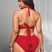 Swim  Plus Size Women Holiday Beach O-Ring Chain Bikini Set For Summer Beach Vacation - Dorado - Ver 3