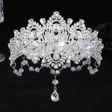 1 chiếc vương miện pha lê công chúa thanh lịch, vương miện cô dâu, phụ kiện tiệc cưới. - Bạc - Xem 5