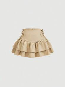 MOD Falda con cordón lateral bajo con fruncido - Caqui - Ver 11