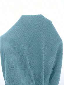 Nuevo vestido elegante y sexy de primavera/verano para citas, de cuello alto, con hebilla metálica, fruncido y sin mangas, de silueta ajustada para mujer - Azul - Ver 4