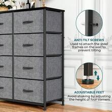 Sweetcrispy Tall Dresser With 8 Fabric Drawers Organizer Units, Chest Of Drawers For Bedroom With Wooden Top - trắng - Xem 4