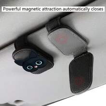 1 Cute 3D Cat Car Sun Visor Clip, Stylish Stylish Magnetic Glasses Strap, Women's Car Accessories, Car Decorations, Safety Magnetic Fixing Device, Stylish Car Glasses Clip - Sun Visor Glasses Clip - View 5