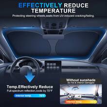 Car Sun Shade Windshield - Foldable Sun Car Window Shield 300T Coated Silver Cloth Reflective Polyester Material Blocks 99% UV Rays, Fits Most Windshields - 1PCS - View 5
