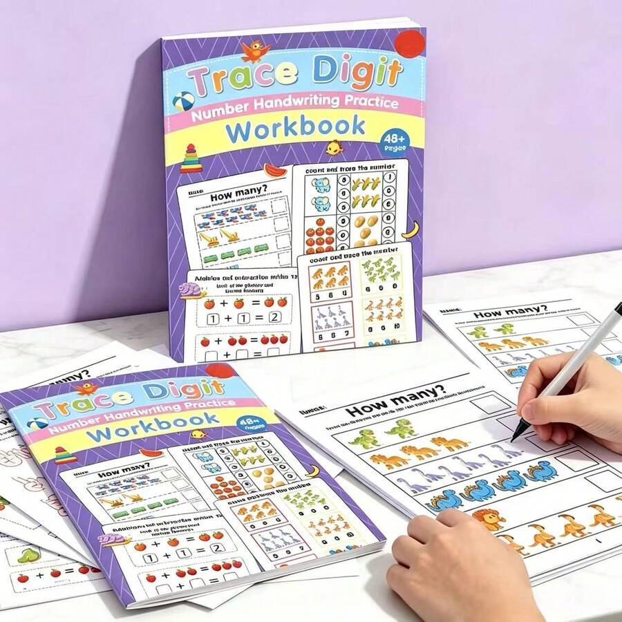 Trace Digit Handwriting Practice Workbook, Early Math Counting & Addition Activity Book, Educational Number Tracing Learning Worksheets - Math Exercise Book - View 1