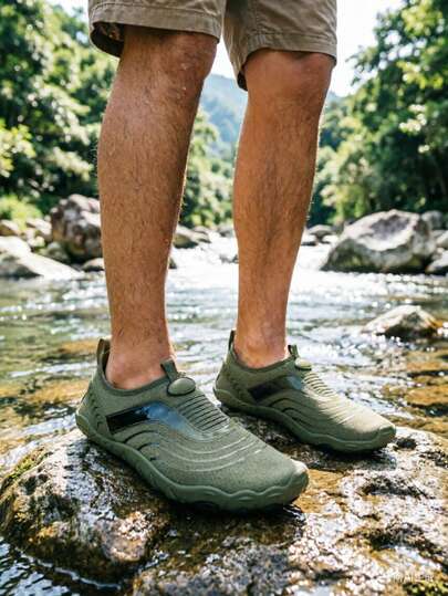 Men's Summer Water Shoes, Lightweight Slip-On Shoes For Surfing, Swimming, Fishing, Yoga, Indoor Fitness Training, Outdoor Hiking, Climbing, Breathable Sandals, Military Green, Size 36-46