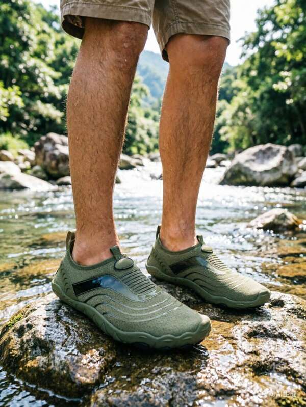 Men's Summer Water Shoes, Lightweight Slip-On Shoes For Surfing, Swimming, Fishing, Yoga, Indoor Fitness Training, Outdoor Hiking, Climbing, Breathable Sandals, Military Green, Size 36-46