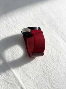1件中性尼龍彈性智慧手錶錶帶，兼容18mm/20mm/22mm，適用Galaxy Watch 7/6/5/4 (40mm, 44mm)，易於佩戴，舒適透氣，兼容 Watch GT6/5/4/3/Pro (46mm)，適用於智慧手錶接口寬度18mm/20mm/22mm的錶帶配件 - 酒紅色 - 查看 6
