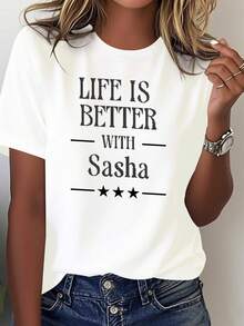 Camiseta de Mujer Sasha Name: Pura y Cómoda - Blanco - Ver 2