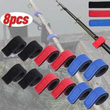 8pcs Multi-Purpose Fishing Rod Straps, Elastic Fastening Bands, Convenient & Reusable Neoprene Hook & Loop Tie Downs For Fishing Rod Storage, Line Management & Outdoor Gear Fixation, Lightweight & Portable - Multicolor - View 3