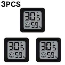 3 piezas Mini Termómetro y Higrómetro - Monitor de temperatura y humedad de alta definición, pantalla LCD grande, diseño compacto de bajo consumo, adecuado para el hogar, la oficina y el monitoreo de entornos interiores, alimentado por batería, sin instalación requerida, también adecuado como regalo para amigos y familiares - Negro - Ver 15