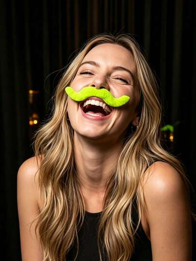 Set de 12 bigotes falsos autoadhesivos de color verde fluorescente, con pelos realistas en colores marrón, gris y negro, excelentes para Halloween, fiestas de disfraces navideños, máscaras de bigote, cosplay