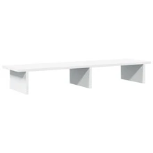 Soporte para monitor vidaXL blanco, 100x27x15 cm, madera maciza de pino. - Blanco - Ver 5