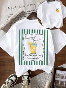 [100% Cotton] TaggedThreads Jesus Lemonade T-Shirt, But My Jesus Is Making Lemonade, Women's Graphic Tee, Casual Short Sleeve Crew Neck T-Shirt, Comfortable Summer, Autumn And Winter Styles - Unisex Everyday Wear For Women And Men For Campus - 白色 - 查看 7