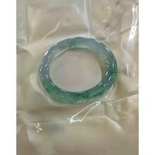 Natural Burmese Ice Jadeite Bracelet - Vòng tay ngọc bích băng giá cao cấp với họa tiết hoa nổi. - Xem 4