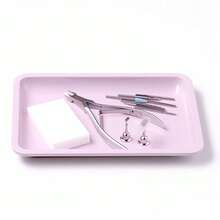 1 Stück Edelstahl quadratische große Nagelpflege Werkzeug Ablage, Maniküre Pinsel Aufbewahrung quadratische Ablage, Dekoration, Make-up, Dental, Tattoo Metall Aufbewahrungsablage, stapelbare Make-up Ablage - Verschiedenfarbig - Übersicht 4