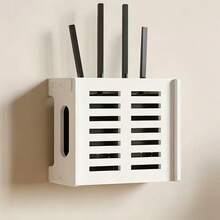 Kệ để đầu thu truyền hình treo tường không cần khoan, giá đựng router, kệ WiFi treo tường - Có chỗ chứa dây cáp, tản nhiệt. - trắng - Xem 4
