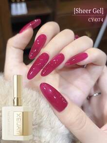 1 Flasche 40ml Pflaume Lila Nagellack Gel, Semi-Permanentes Nagelgel, Entfernbarer UV LED Nagellack, Nagelkunstbedarf, DIY Nageldekoration, Geschenk für Zuhause Salon für Frauen - Rot-violett - Übersicht 3
