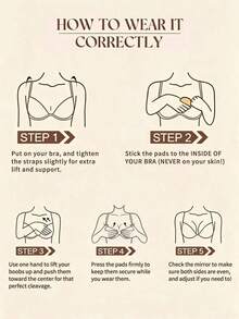 2PCS No Show Sticky Bra Inserts, Double-Sided Adhesive Push Up Pads, Reusable Waterproof Breast Pads Bikini, Swimsuit, Backless Outfits, Mother's Day Gifts - 多色的 - 查看 8