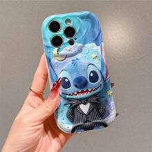 Disney Stitch Phone Case, Official Disney Lilo & Stitch Character Design, Jack Skellington Inspired Stitch In Pinstripe Suit Protective Cover. Compatible With IPhone 17, 16, 15, 14, 13, 12, 11 Pro Series, Featuring Plush-Style Stitch Dressed As Jack Skellington Against A Starry Night Background, Perfect For Disney Fans And Stitch Lovers To Showcase Their Favorite Character, Ideal For Birthdays, Holidays, Anniversaries, Graduation Gifts, Or Any Special Occasion To Surprise Family, Friends, Classmates, And Loved Ones. - 白色 - 查看 2